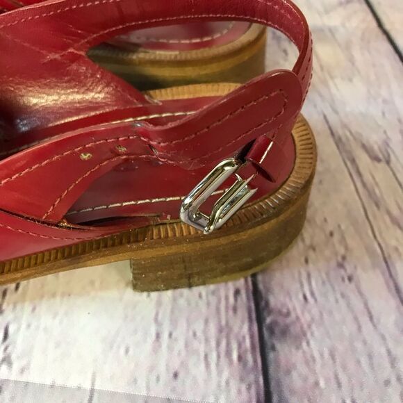 Prada Classic Red Patent Slingback Buckle Sandals Made in Italy Size (39.5) 9.5 - Picture 6 of 16